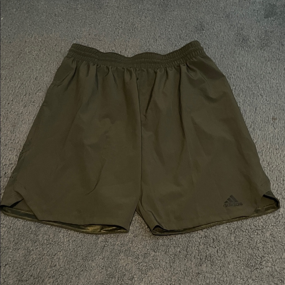 Adidas Men's Olive Green Athletic Shorts
